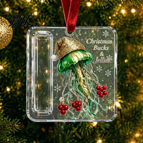Christmas Cash Holder Acrylic Money Ornament, Xmas Holiday with Slot, Tree Hanging Gift Decoration Decor