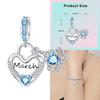 925 Silver 12 Months Birthstone Heart-shaped Beads Charms Fit Original Bracelet Charm Beads Necklace Diy Female Jewelry