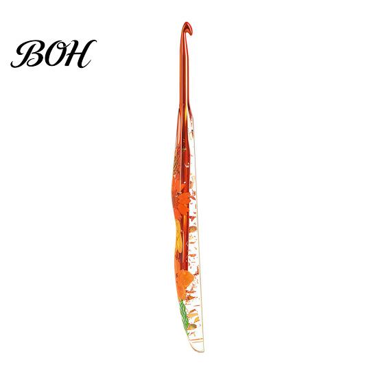 Waterproof Crochet Hook Resin for Beginners, Crocheting Lovers, 2.0mm-8.0mm Ergonomic Smooth Surface with Long Floral Handle Blankets, Dolls, Shawls,