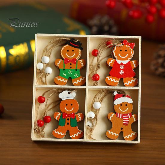 12 шт. рождественские подвесные украшения деревянные пряничные человечки гномы подвеска для рождественской елки украшения для дома кухни праздничные принадлежности для вечеринок