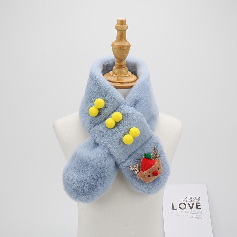 Children's Winter Faux Rabbit Fur Scarf: Cute Plush Neck Warmer for Boys and Girls