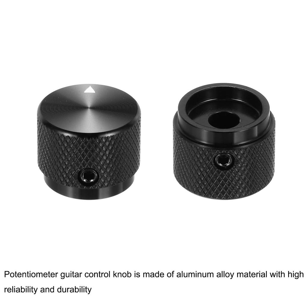 Uxcell Aluminum Potentiometer Universal Volume Tone Control Knob with Arrow Indicator for Black 4-Piece Knob, 1/4" (6mm) Guitar, 3/5" (20x15.5mm)