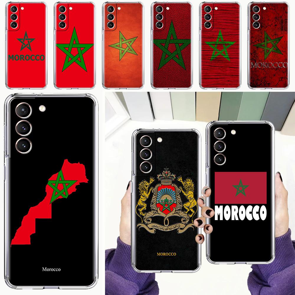 Чехол для телефона Samsung Galaxy S26 S25 S24 S23 S22 Ultra S20 S21 FE 5G Plus Мягкий прозрачный чехол Флаг Марокко Футбол
