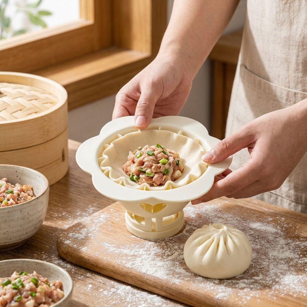 Non-stick Baozi Maker Mold Plastic DIY Pastry Press Flower Dumpling Mold Breakfast Bun Making