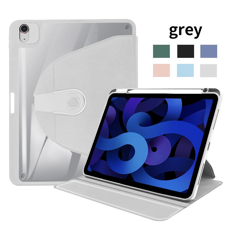 Вращающийся чехол для iPad 9-го/8-го/7-го поколения с держателем для стилуса, подставка с поворотом на 360 градусов, прозрачная задняя крышка, автоматическое включение/выключение