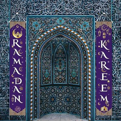 2 шт. Рамадан Мубарак Баннер на крыльцо 30x180см Ид Дверь Приветствие для Фестиваля Вечеринки Декор
