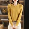 Doll Collar Sweater Women's Long Sleeved Knitwear Square Collar Pullover Sweater Loose Thin Sweater Short Style Solid Color Jumper