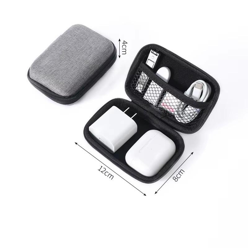 Portable Digital Cable Winder Organizer Case Solid Color Minimalist Tech Storage Box Shockproof Charger Cable Hard Drive Bag