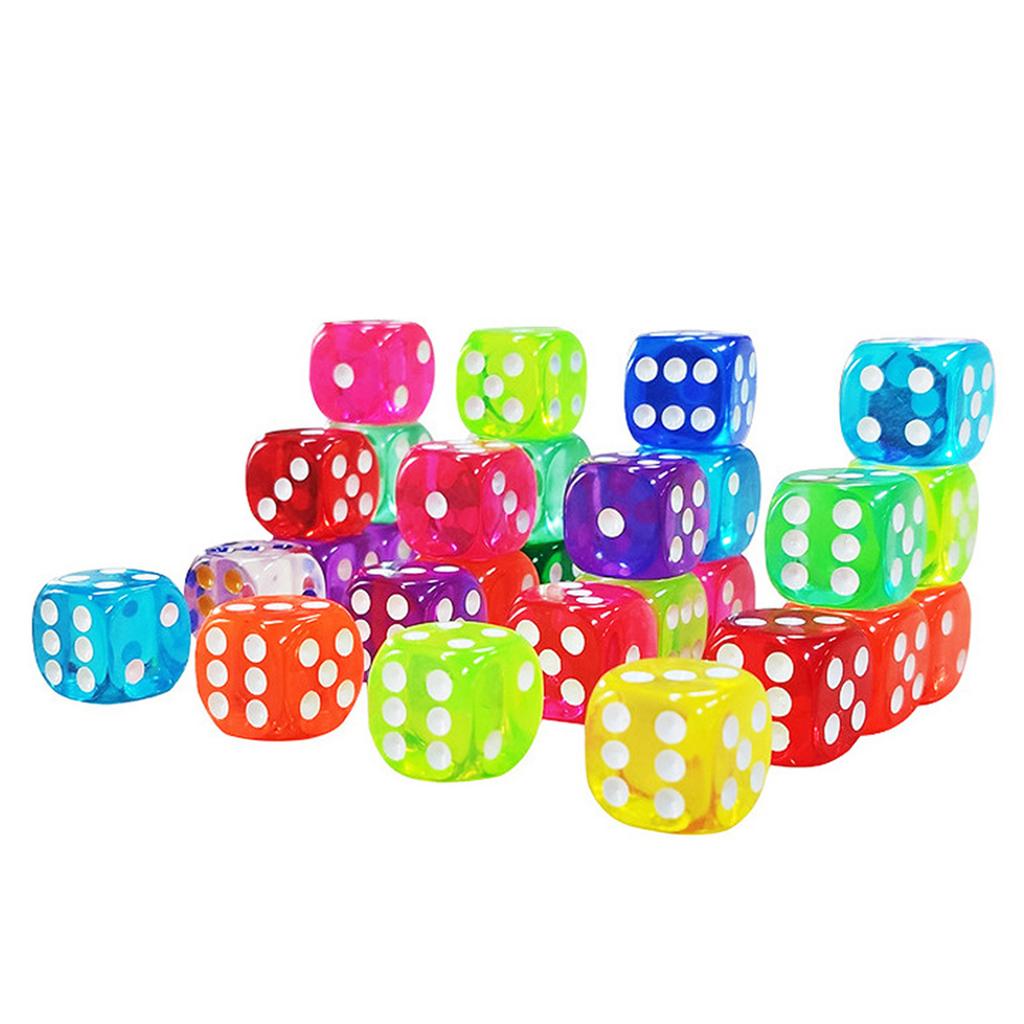 Набор из 10 кубиков D6 с закругленными краями, 16 мм, разных цветов, с точками для детей, акриловый, 6-гранный, обучающий набор кубиков
