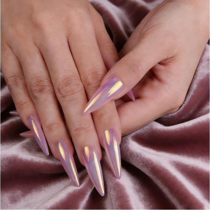 European And American Nail Art, Nail Plate Electroplated Chrome Mirror Spice Girl Wind Long-Pointed Nail, Wearing Nail