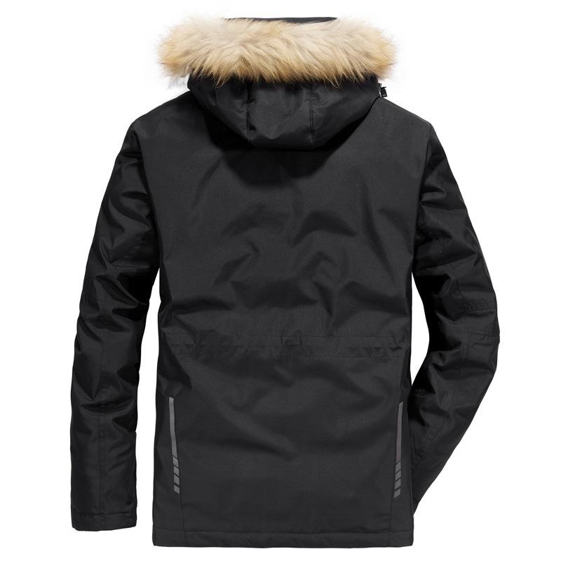 Men's New Winter Business Casual Mid-length Hooded Down Fur Collar Thickened Warm Cotton Jacket