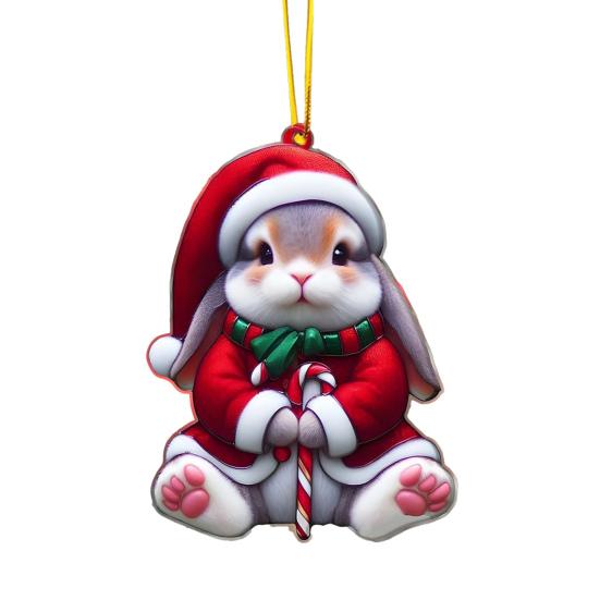 Рождественское украшение 2D акриловая собака/медведь/пчела/кролик/петух подвесное украшение мультяшные животные кулон на елку для домашнего праздничного декора