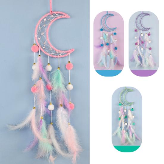 Colorful Feather Dream Catcher with Lamp Strip Living Room Girls Bedroom Wall