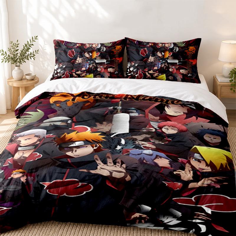 Naruto Custom Name 3pc set Perfect for bedroom use Comfortable bedding set includes a duvet cover and two pillowcases Ideal birthday or Christmas gift