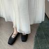 Sheepskin Version Mary Jane Shoes Women's Single Shoes, Extravagant Satin Temperament, Square Head Cross Strap, Ballet Flats
