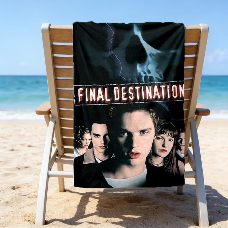 proof beach towel with a Final Destination Bloodlines1 pattern - soft,absorbent,quick-drying,machine washable - perfect for swimming,camping,bathing
