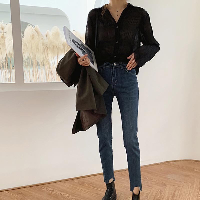 Chiffon Blouses Women Turn Down Collar Long Sleeve Korean Fashion Vintage Elegant Casual Office Lady Large Size Shirts