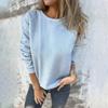 Women's Fashion Solid Color Long Sleeved Round Neck Pullover Casual Adult Sweatshirt Top