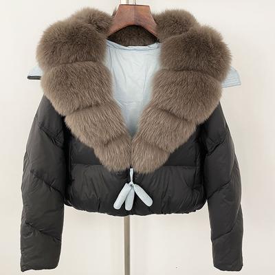 OFTBUY пуховик женский зимняя куртка из натурального лисьего меха с воротником короткая стеганая куртка толстый теплый белый утиный пуховик повседневная уличная одежда