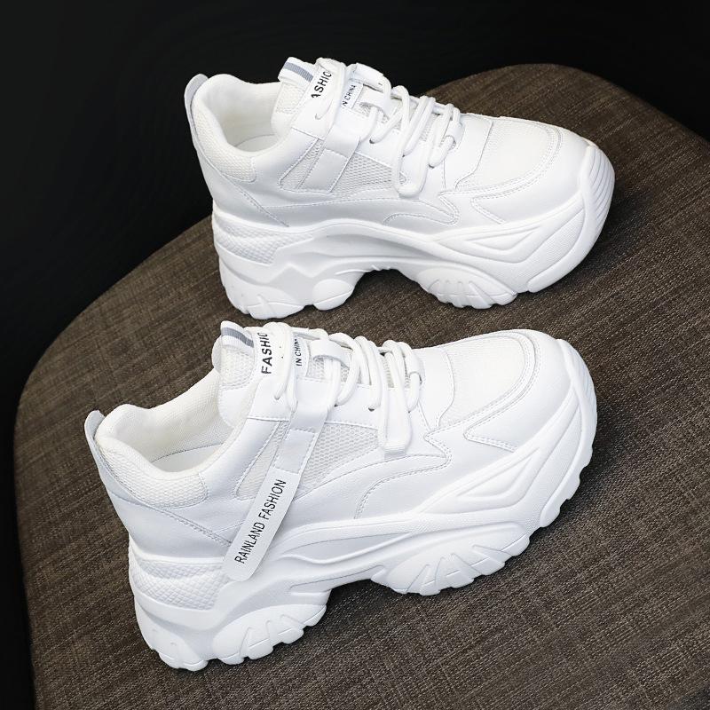 Женские кроссовки с внутренней платформой 7 см, летние сетчатые дышащие спортивные туфли, увеличивающие рост, на толстой подошве, нескользящие, повседневные туфли 34-39