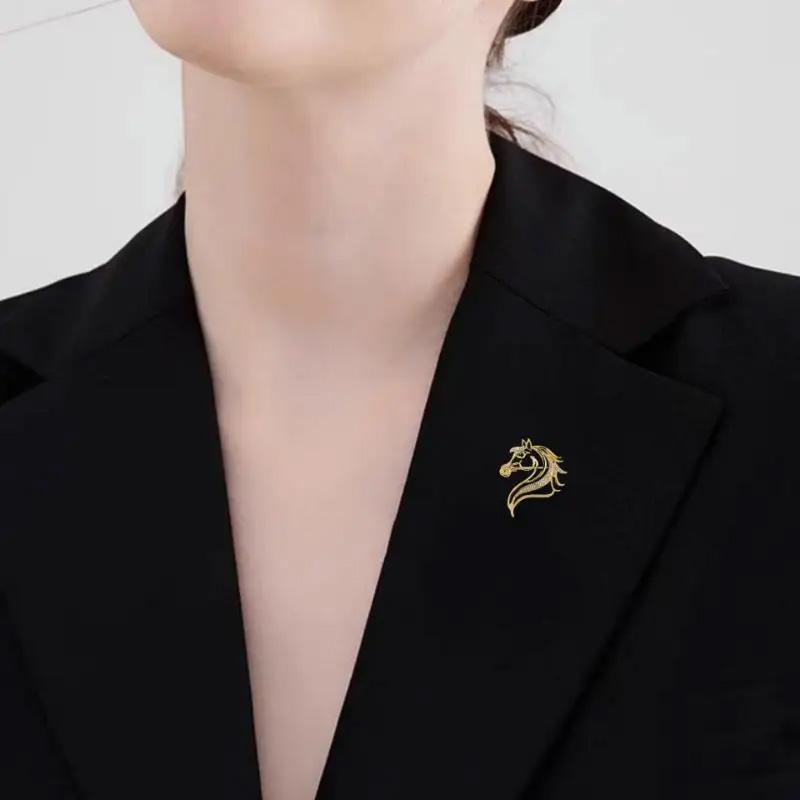 1 шт. Модная брошь в виде лошади, Темперамент, Украшение для одежды, Минималистичная мода, Полый цинковый сплав