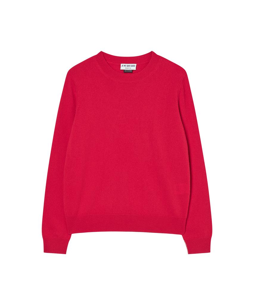 JE NE SAIS QUOI [100% Cashmere] Signature Crew Neck Cashmere Pullover_ Red