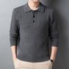 Plus Size Jacquard Top Autumn And Winter Men'S Sweater Lapel Men'S Knitted Sweater Casual Solid Color Bottom Shirt