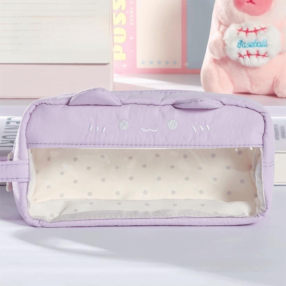 Cat Ear Stationery Storage Bag Clear Window Pencil Bag New Pen Storage Pouch Stationery Storage
