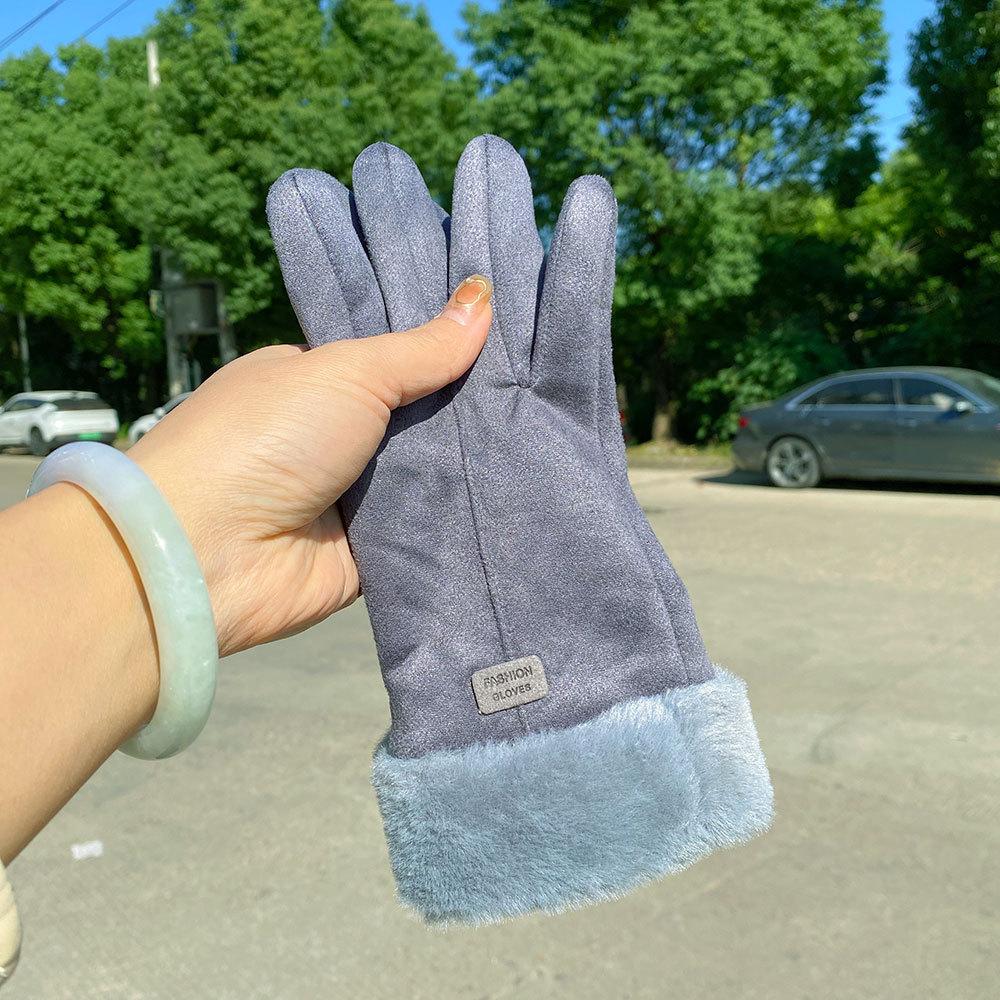 Новые женские осенне-зимние перчатки с сенсорным экраном, флисовые теплые замшевые перчатки для велоспорта, зимние утепленные перчатки от холода