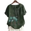 Trendy Ladies' Short Sleeve Top with 11 Colorful Floral Patterns and Round Neck