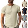 Men's Summer Solid Color V Neck Buttonless Short Sleeve T-Shirts Men's Summer Casual Fashion Short Sleeve T-Shirts