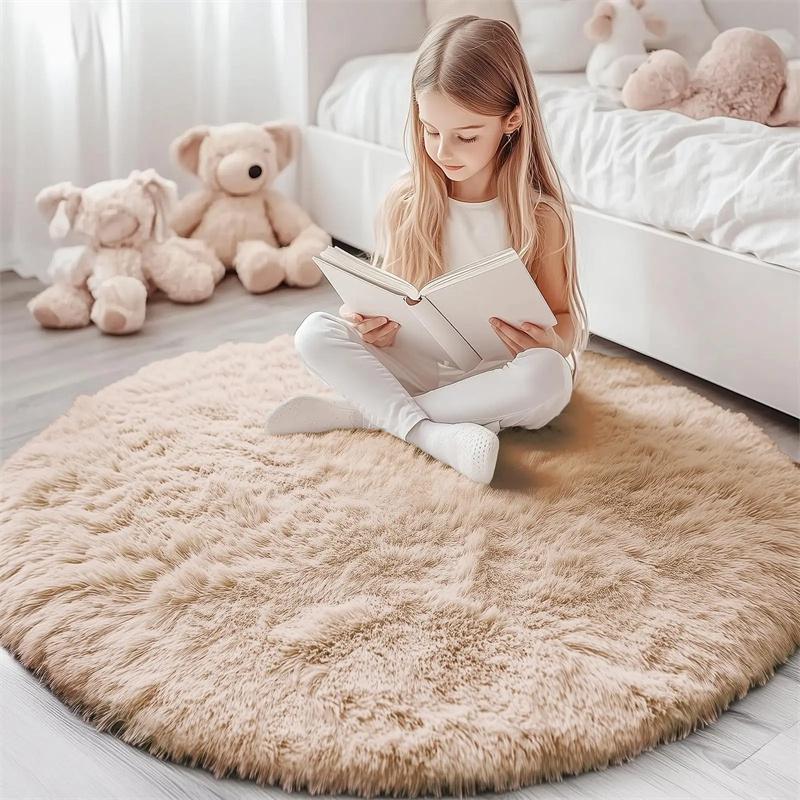 Plush Carpets Fluffy Ultra Soft Indoor Modern Area Rugs Living Room Play Mats Fluffy Round Rugs For Girls Bedroom