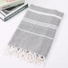 Turkish Cotton Sand-Resistant Striped Beach Shawl/Towel with Tassels