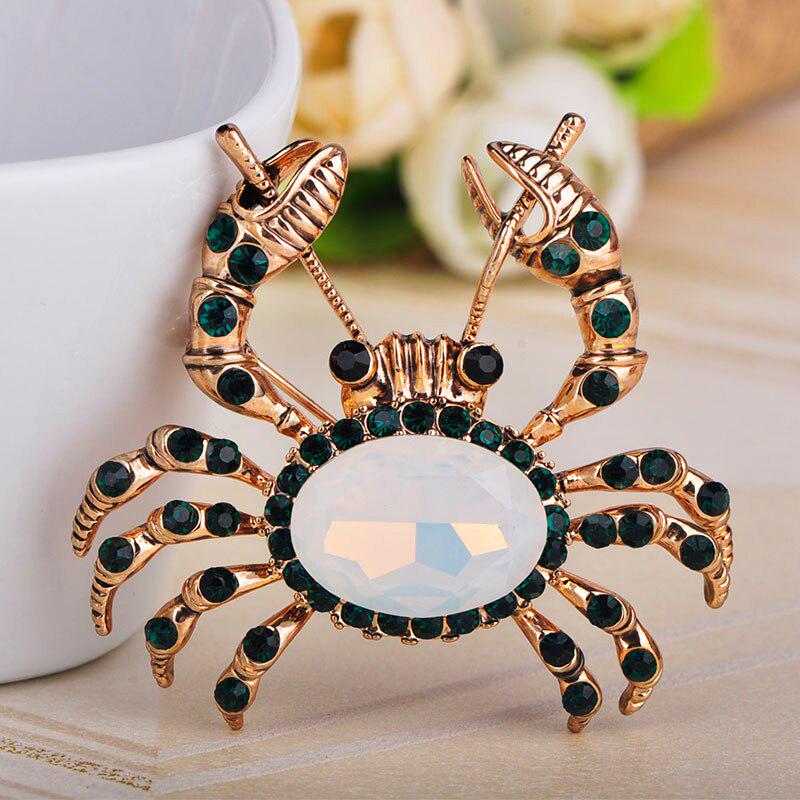 Blucome Fashion Large Crab Shape Brooches Gold Color Crystal Jewelry Pins Women Children Clothes Accessories Scarf Buckles
