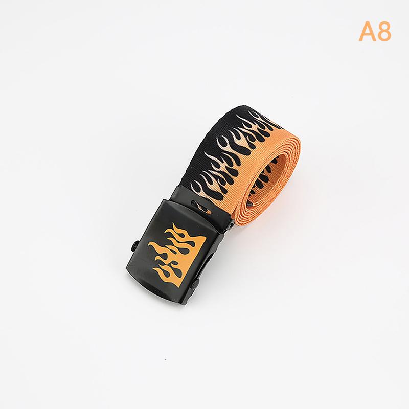 Hip Hop Men'S Canvas Belt Personalized Casual Flame Belt Designer Belts For Women Cowboy Strap Punk
