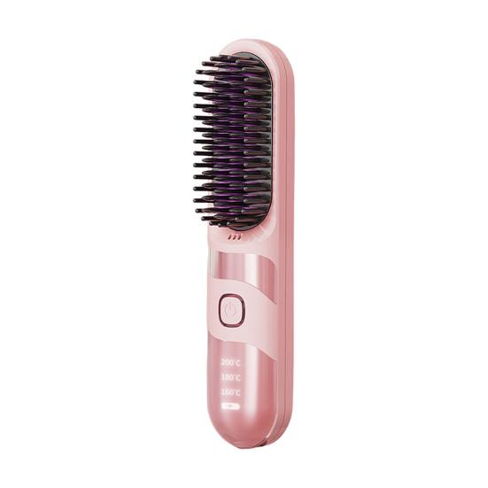 Cordless Hair Straightener Brush 3 Temperature Modes Adjustable LED Display Fast Heating Travel Electric Hot Brush Curly Hair Styling Detangling Comb