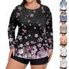 Women's Print Large Size Long Sleeve Swimsuit Sun  Jacket Quick Dry Hiking Top