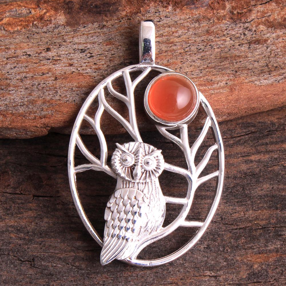 Кулон Сова, Серебряный Кулон, Ювелирные Изделия Ручной Работы из Стерлингового Серебра 925 пробы, Ювелирные Изделия с Драгоценными Камнями, кулон с аметистом, лабрадоритом, розовым кварцем, ларимаром