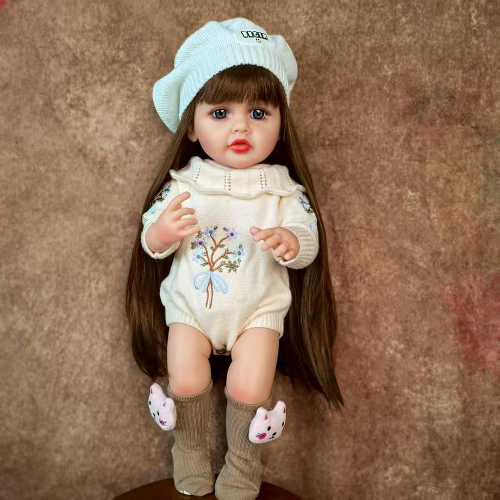 Новые куклы-реборн из цельного силикон-винила 55 см, одетые в более милую одежду, модель-игрушка для детей, рождественские и на день рождения подарки