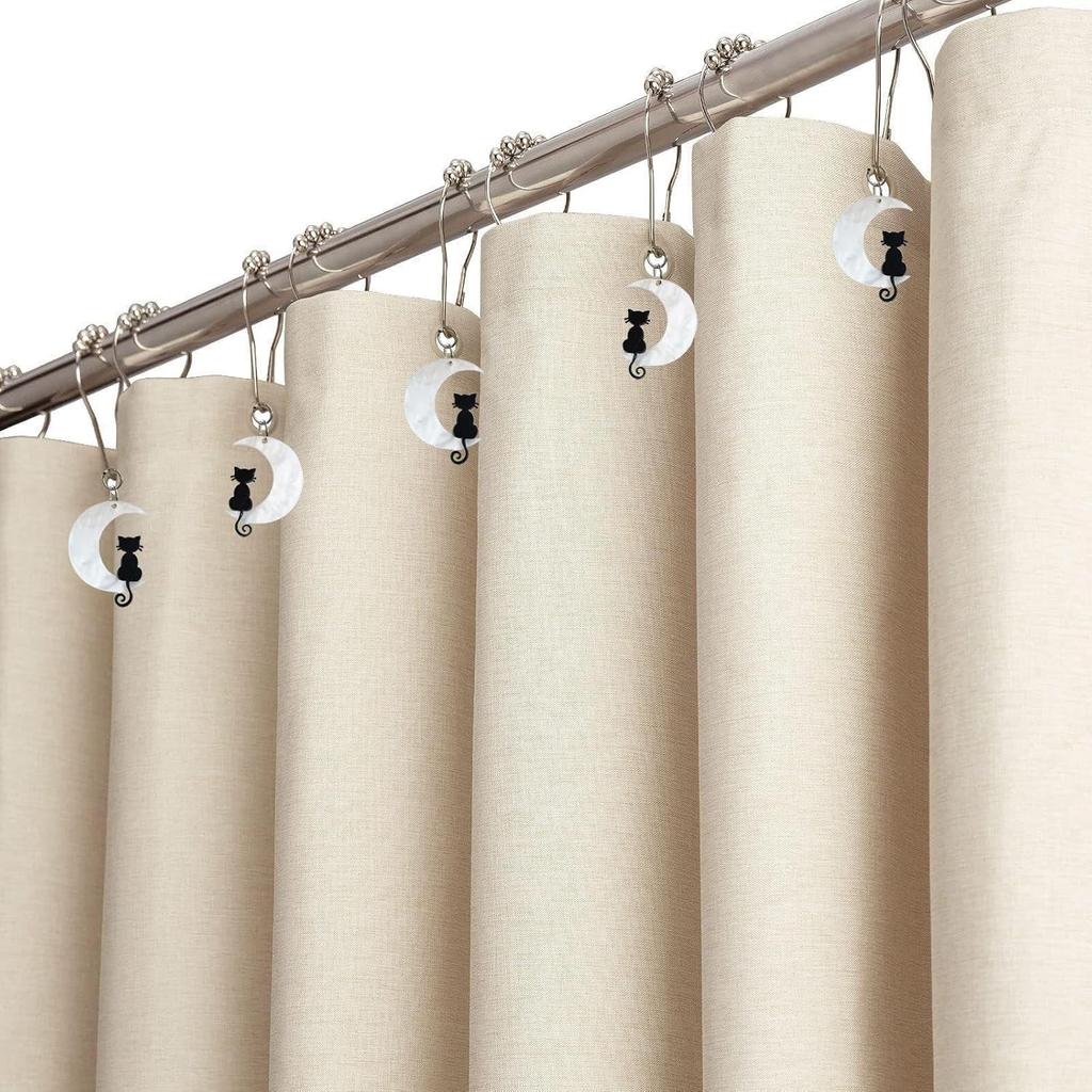 Черные кошки крючки для шторки в ванну с луной, Декор для ванной, 12 шт. Ржавеющие металлические милые смешные кольца для шторки в ванну для Хэллоуина, готической темы