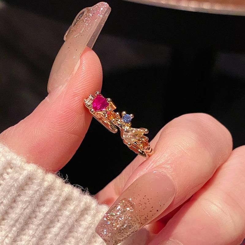 Нишевый Дизайн Цвет Сокровище Цвет Цир*****Ручка Кольцо Высокий Смысл Простая Мода Средневековые Украшения Женщины