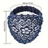 Floral Lace Headband with Crystal Bead Wide Elastic Breathable Hair Band for Women Fashion Hair Accessories Casual Party Wedding