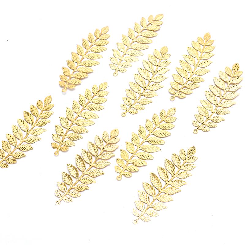 10Pcs/Set Vintage Leaf Filigree Wraps Connectors Metal Diy Craft Jewelry Making