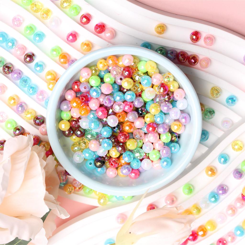 500 шт. DIY Ювелирные аксессуары Многогранные шарики AB Яркий цвет 6 мм Акриловые Креативные DIY Аксессуары