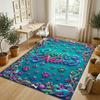Dog Theme Crystal Velvet Rug Personalized Custom Name Text Soft Floor Mat Home Decor