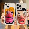 Funny Creative Couple Phone Case for iPhone 11 12 13 14 15 16 Max Pro Plus Transparent Soft Shell