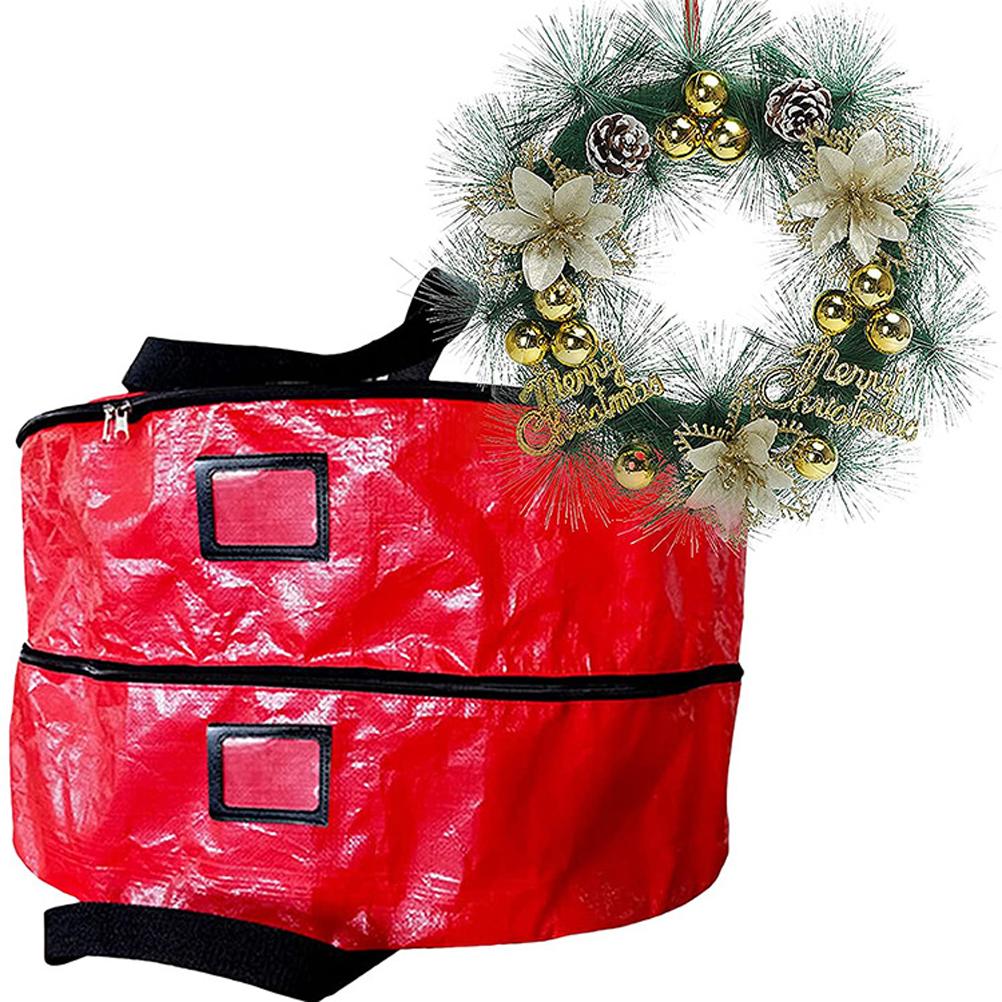 Double Layer Christmas Wreath Storage Bag Large Capacity Wreath Storage Container Wreath Storage