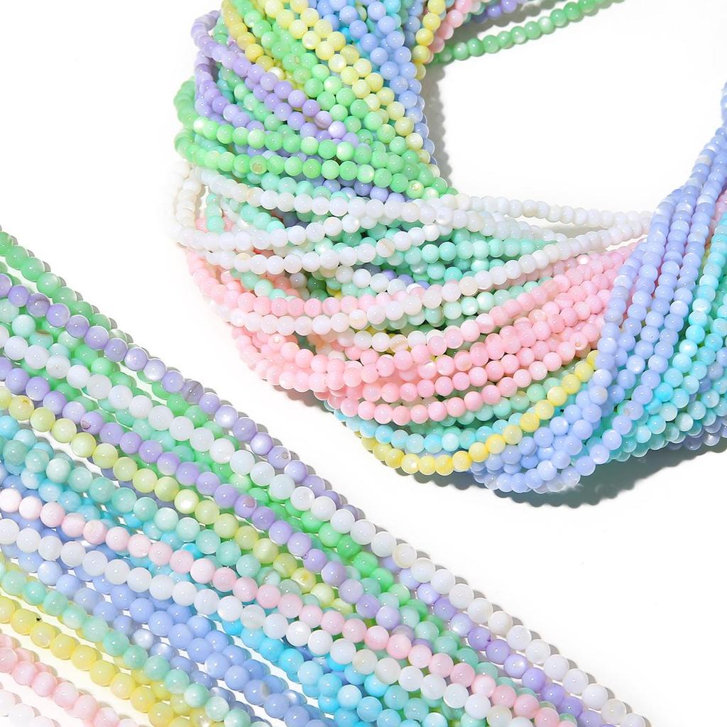 Круглые бусины из ракушки пресной воды 3 мм для изготовления ювелирных изделий DIY браслет Necalace цепочка для телефона