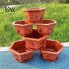 Versatile Flower Pots for All Seasons Hexagonal Pot with Drainage Holes & Saucer Indoor Outdoor Plants, Durable Weather Resistant Sturdy Plastic