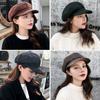 Hats for Women Korean Version of The Bud Octagonal Hat Fashionable and Casual Pumpkin Newsboy Hat Plaid Beret Autumn and Winter Painter Hat